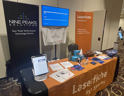 Nine Peaks Solutions and Laserfiche booth at the OAMR 2026 Annual Conference